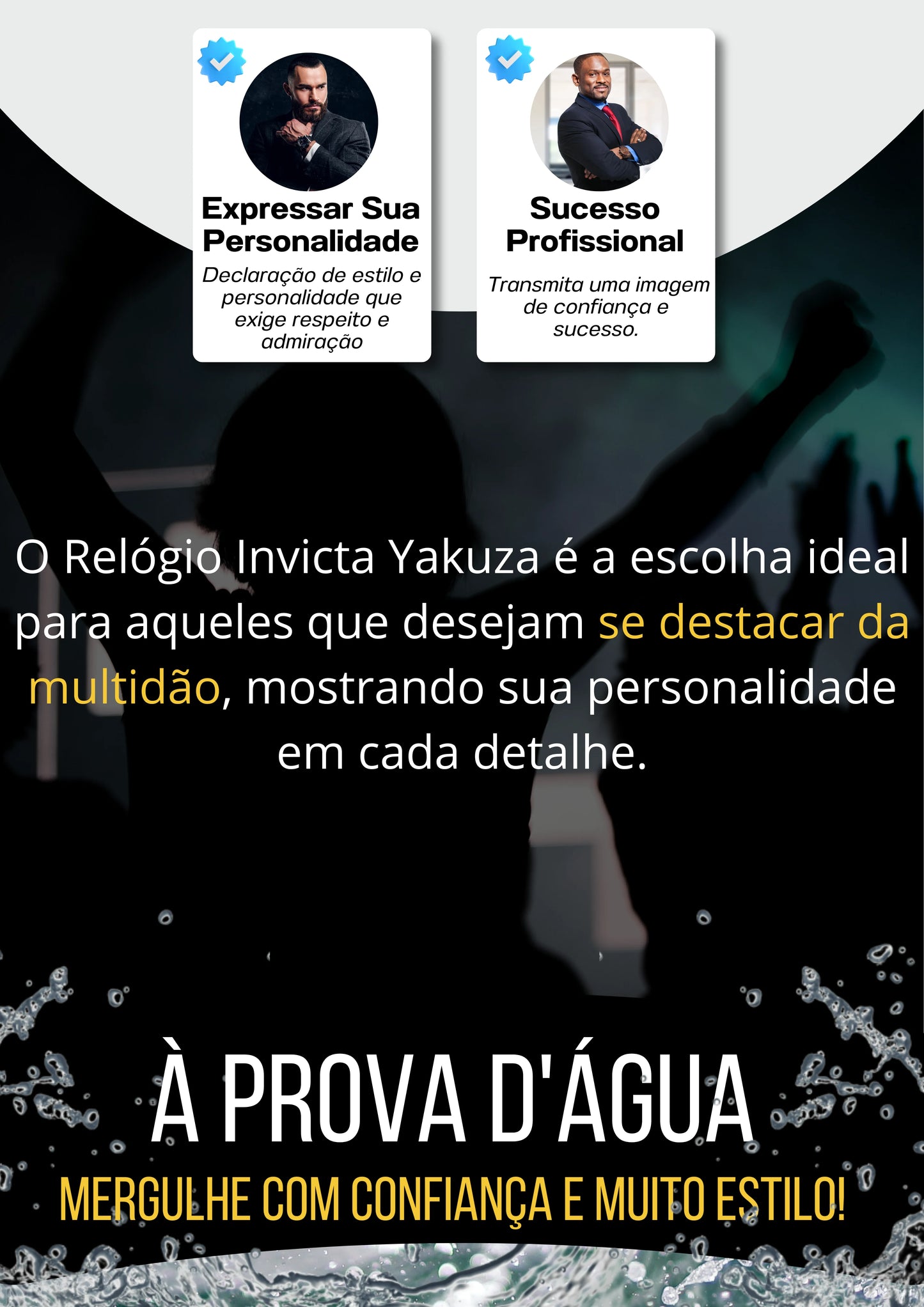 Invicta Yakuza Banhado a Prata e Ouro 18K A Prova D'água