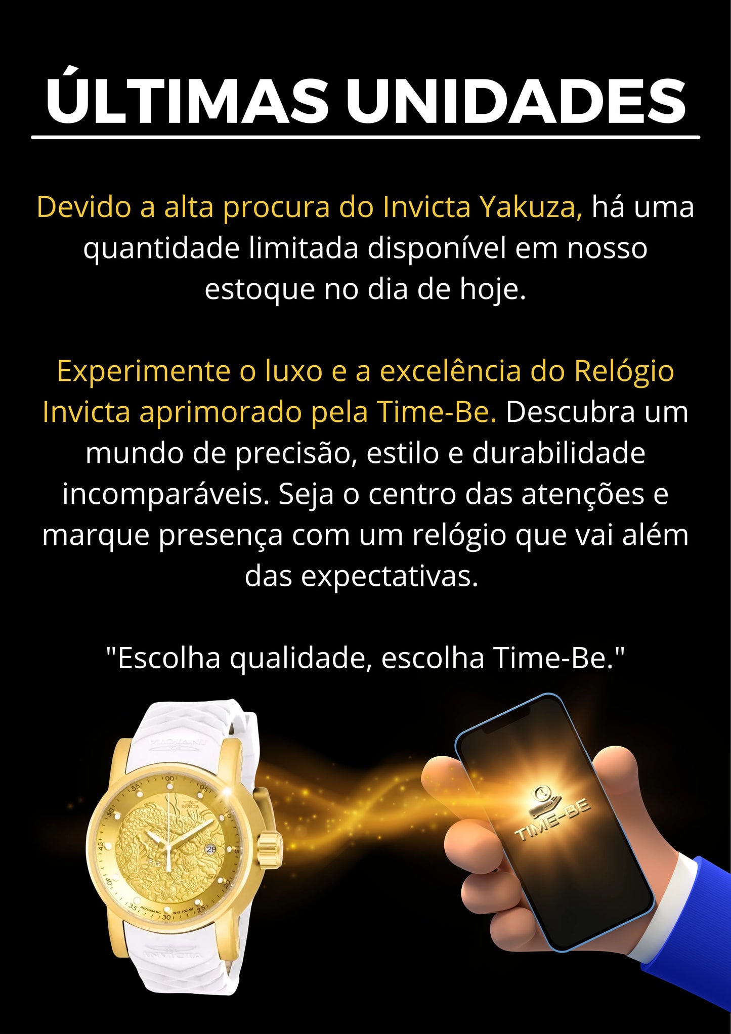 Invicta Yakuza Banhado a Prata e Ouro 18K A Prova D'água