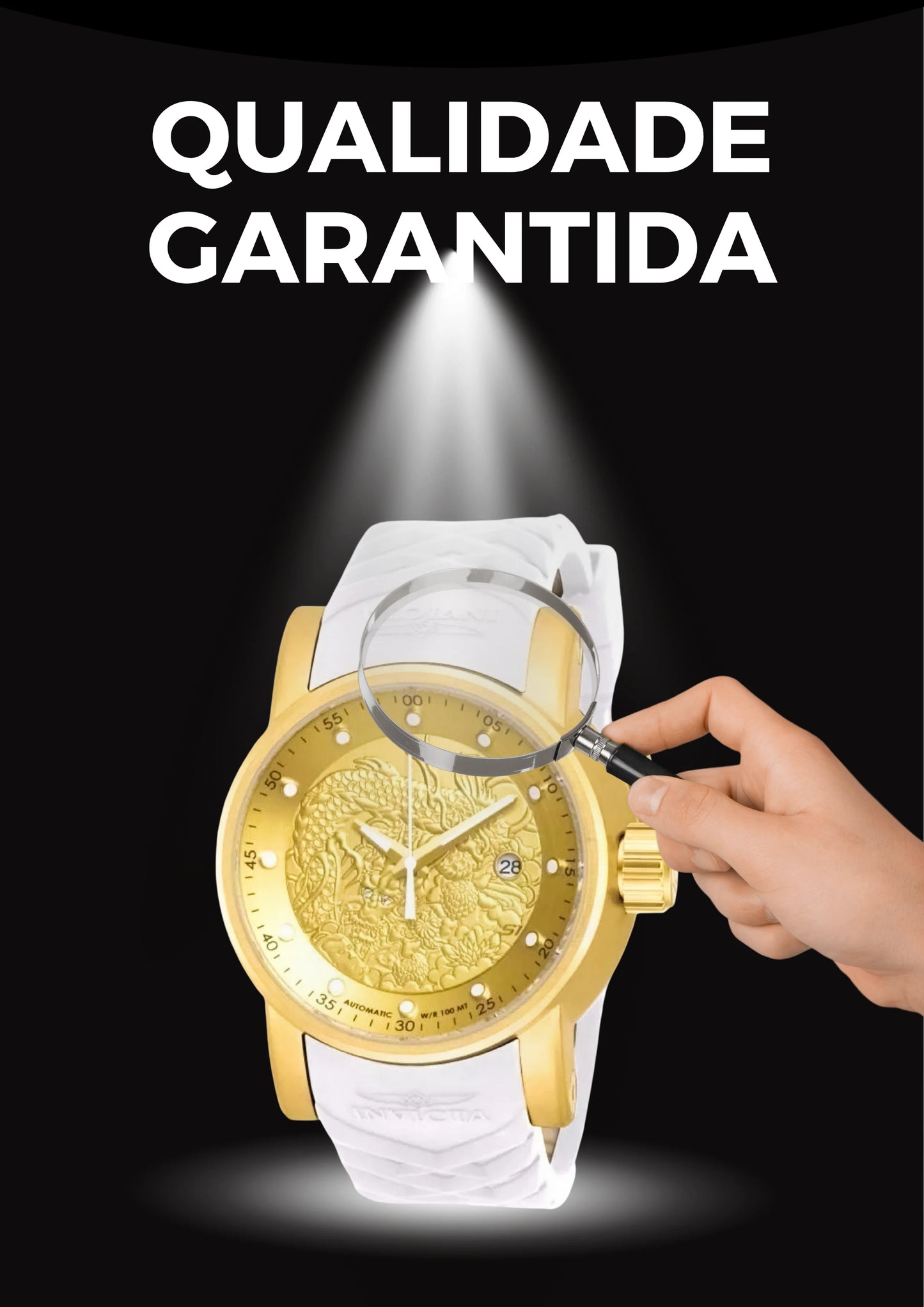 Invicta Yakuza Banhado a Prata e Ouro 18K A Prova D'água