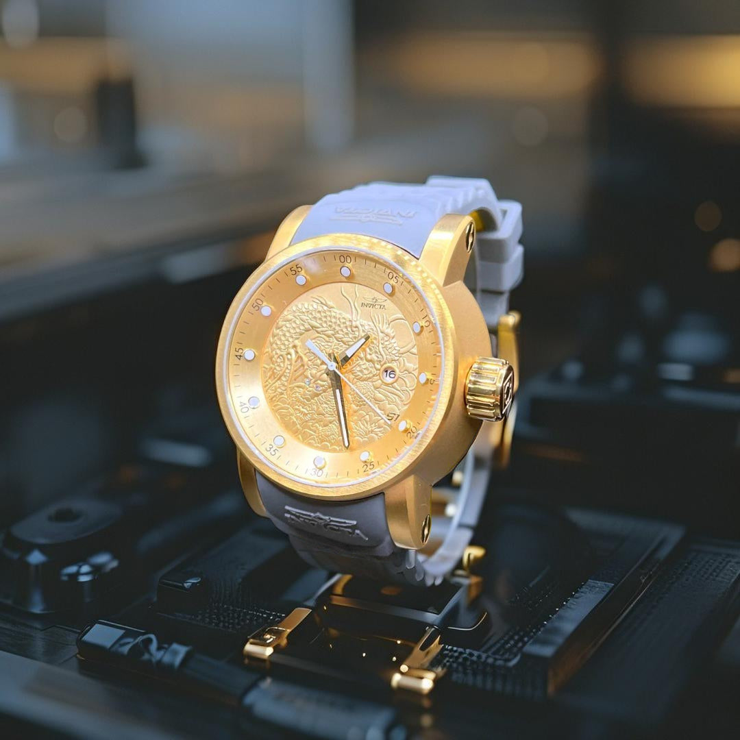 Invicta Yakuza Banhado a Prata e Ouro 18K A Prova D'água