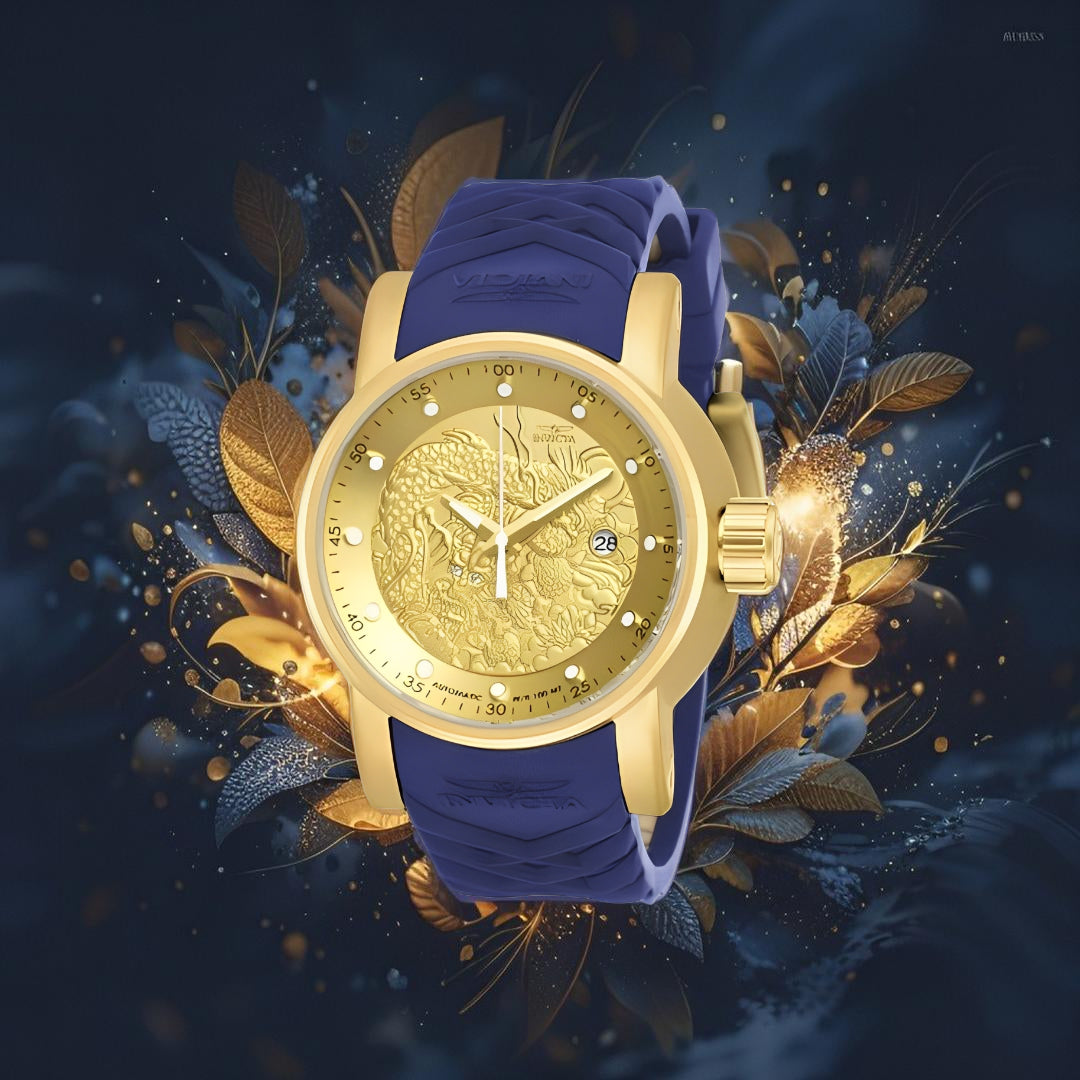 Invicta Yakuza Banhado a Prata e Ouro 18K A Prova D'água