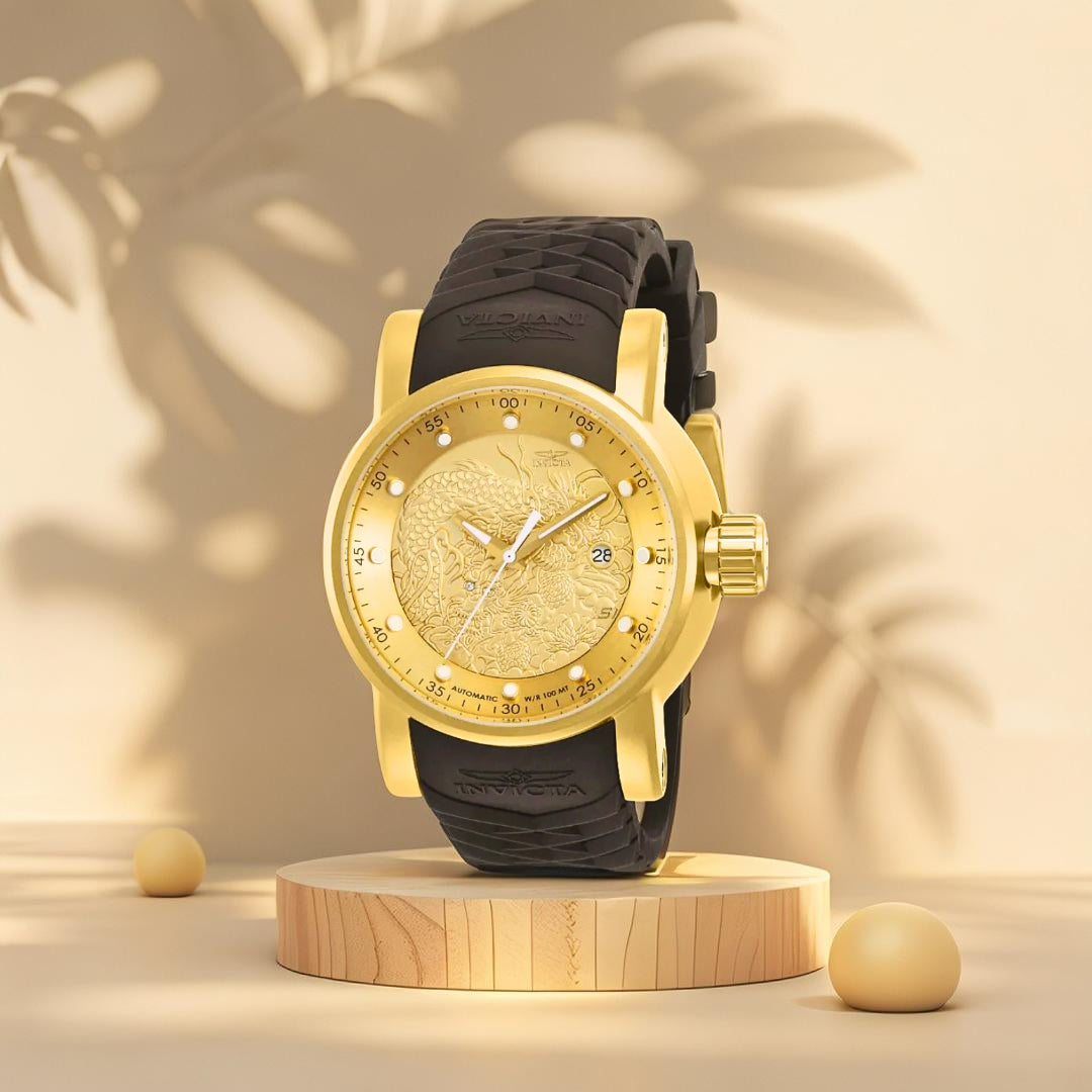 Invicta Yakuza Banhado a Prata e Ouro 18K A Prova D'água