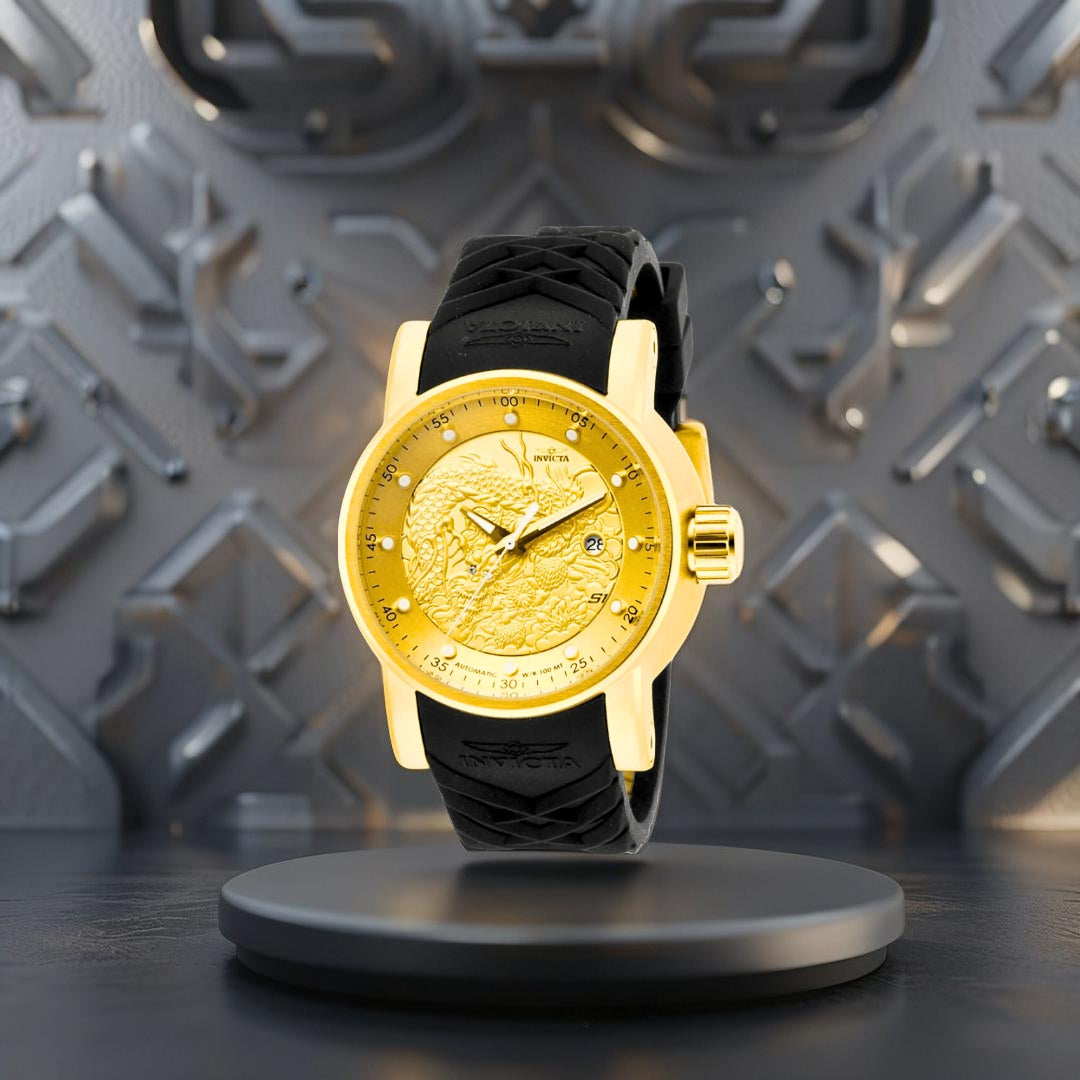 Invicta Yakuza Banhado a Prata e Ouro 18K A Prova D'água