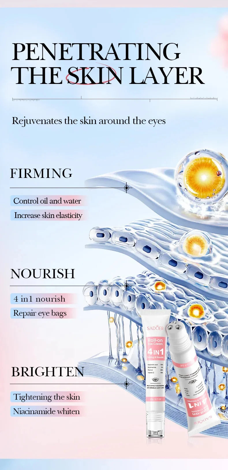 Instant Eye Bag Removal Cream Collagen Anti-Wrinkle Fade Fine Lines Firming Skin Anti Dark Circle Puffiness Brighten Eye Care